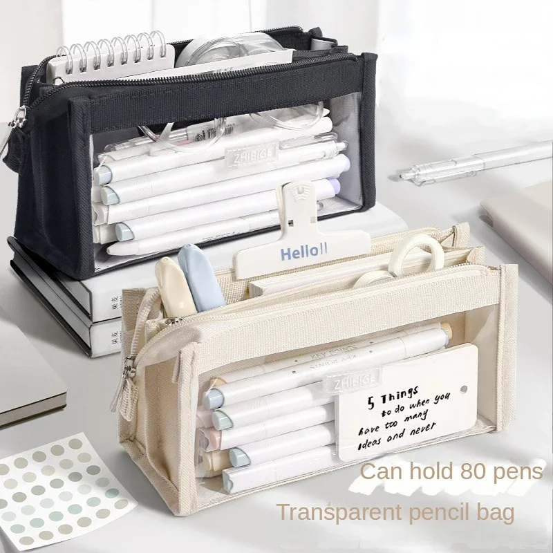 Aesthetic Large Pencil Case Pouch - Tas pensil 6 lapis kapasitas besar,