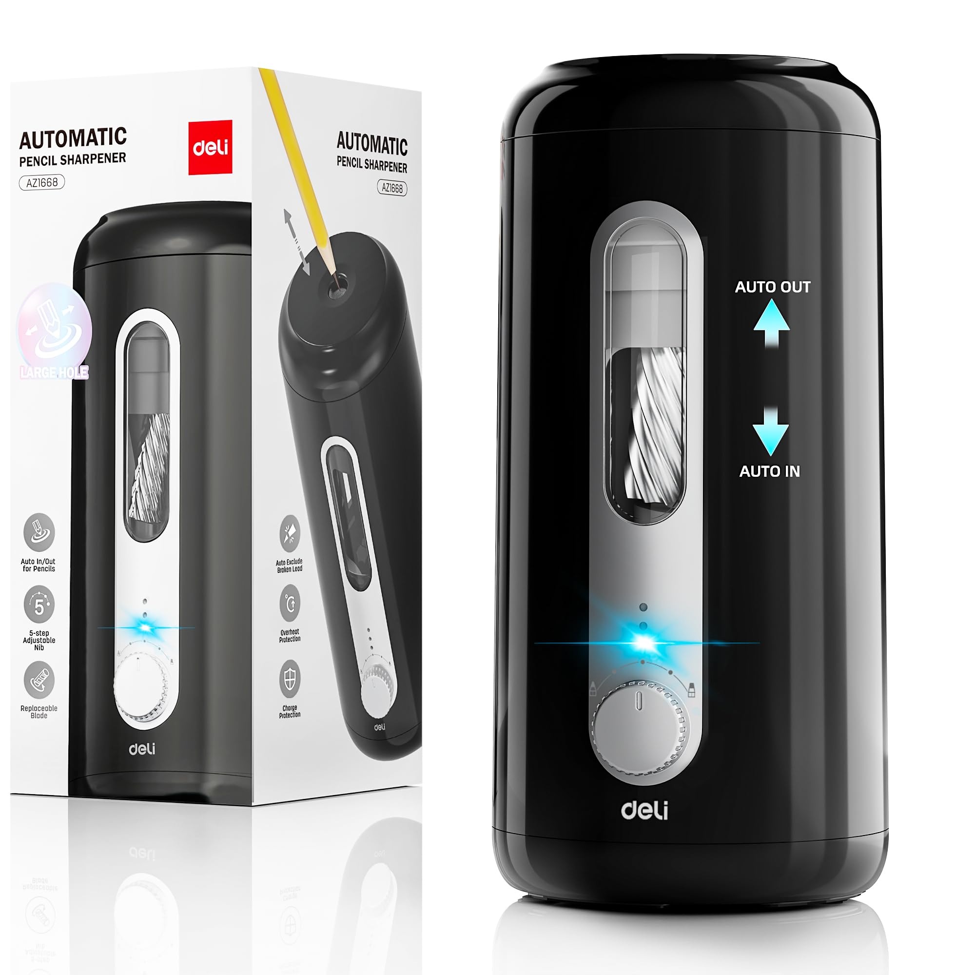 Electric Pencil Sharpener Usb - Pengasah Pensil Elektrik Deli Otomatis, Dioperasikan