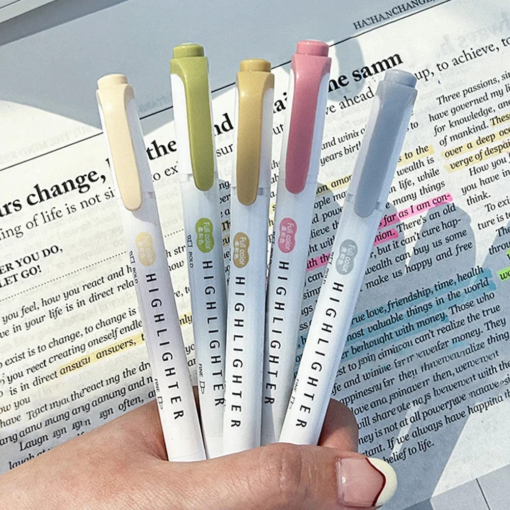 5 buah Pastel Highlighter warn - Pastel Highlighter Set Double Ended ulasan dan harga