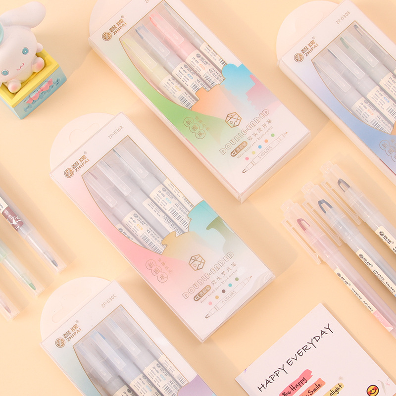 5 Buah/Set Pena Stabilo Ujung  - Pastel Highlighter Set Double Ended ulasan dan harga