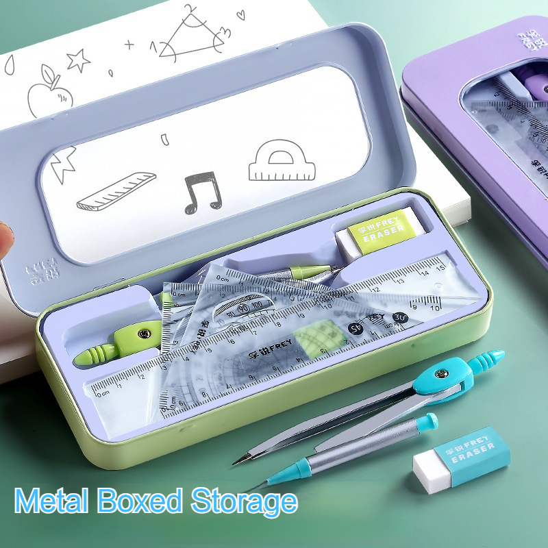 7 Buah Penggaris Matematika Se - Math Geometry Set With Compass ulasan dan harga